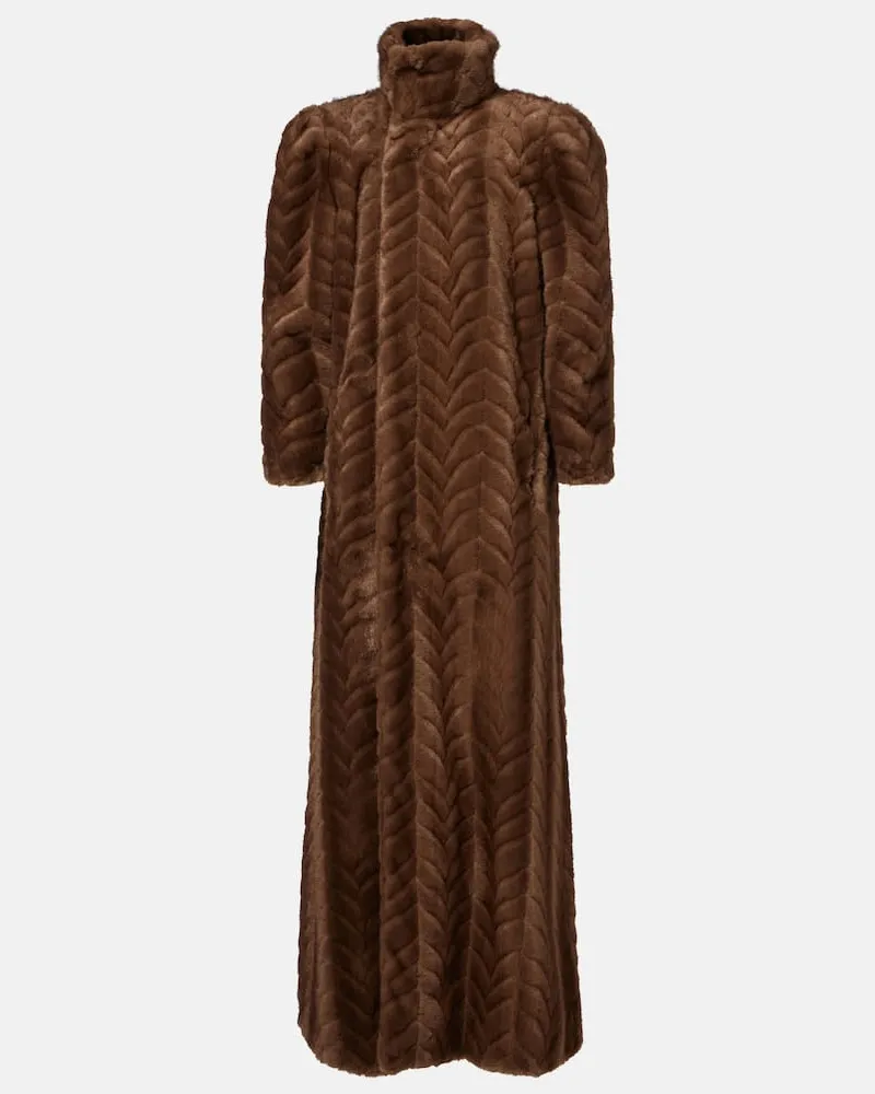 Balenciaga Oversize-Mantel aus Faux Fur Braun