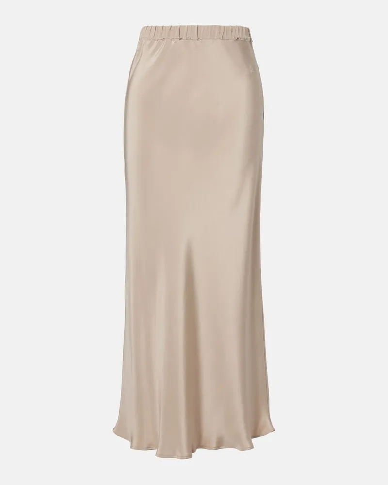 Max Mara Midirock aus Seidensatin Beige