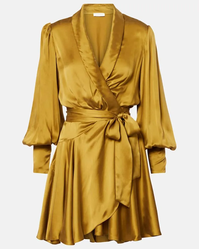 Zimmermann Wickelkleid aus Seidensatin Gelb