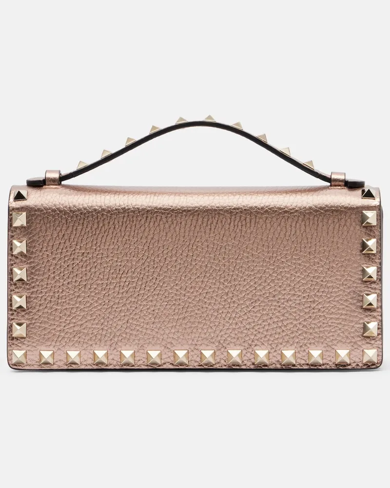 Valentino Garavani Schultertasche Rockstud Mini aus Metallic-Leder Pink