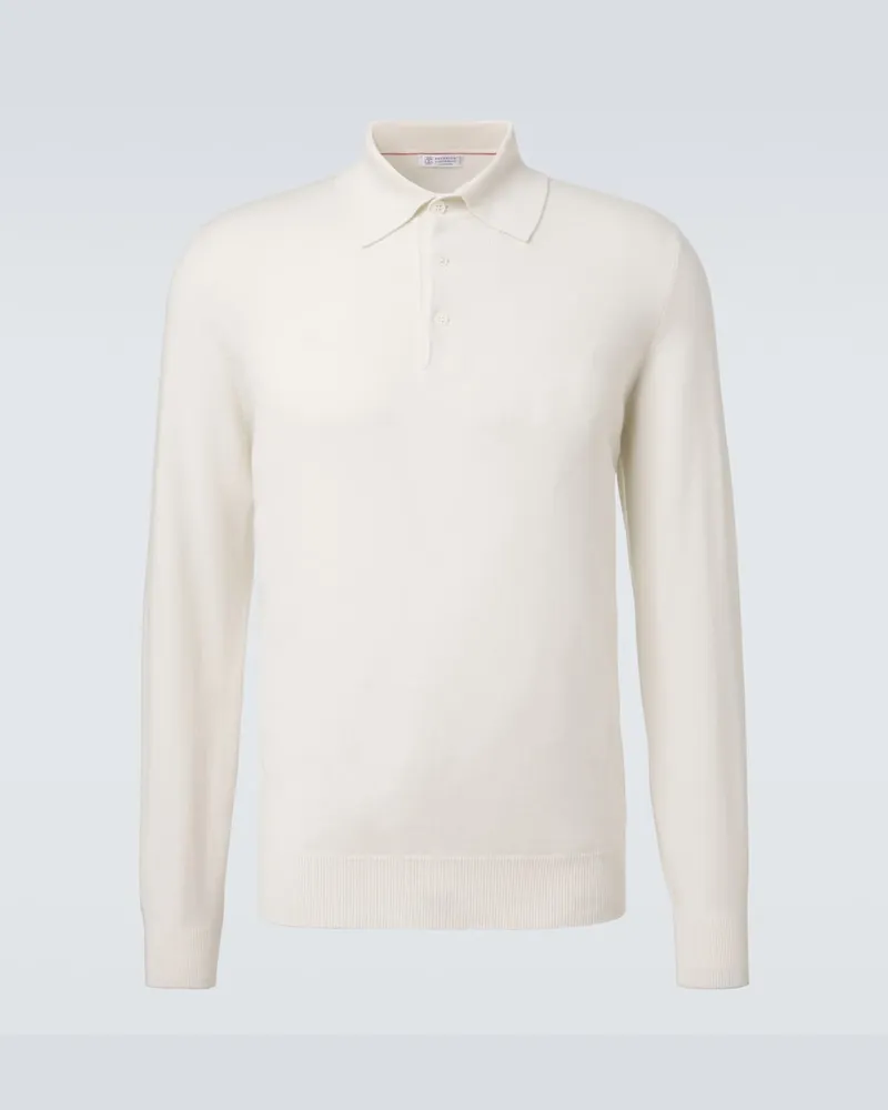Brunello Cucinelli Polopullover aus Kaschmir Weiß