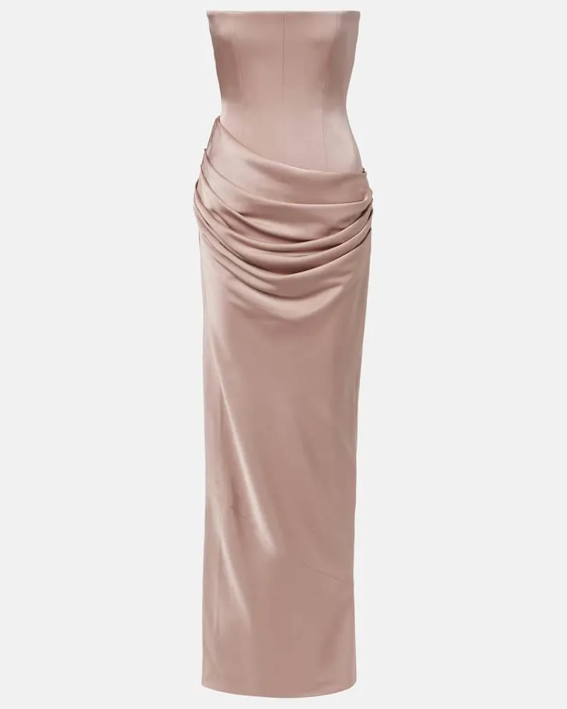 Alex Perry Robe aus Satin Beige