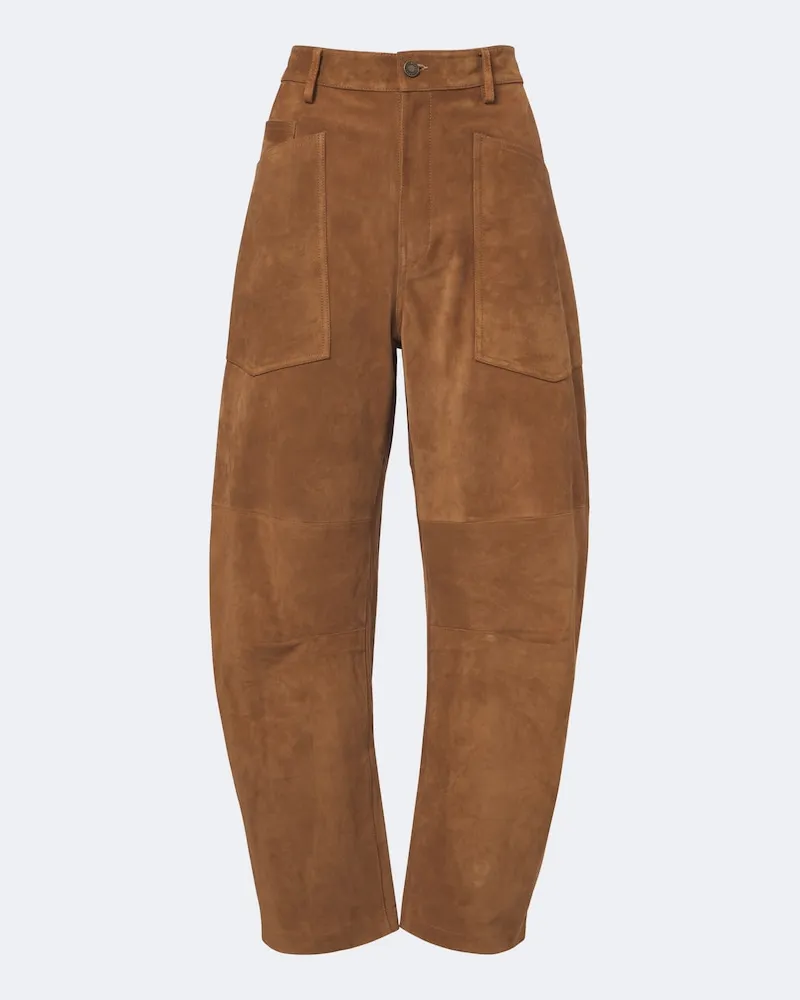 Nili Lotan Barrel-Hose Shon aus Veloursleder Braun