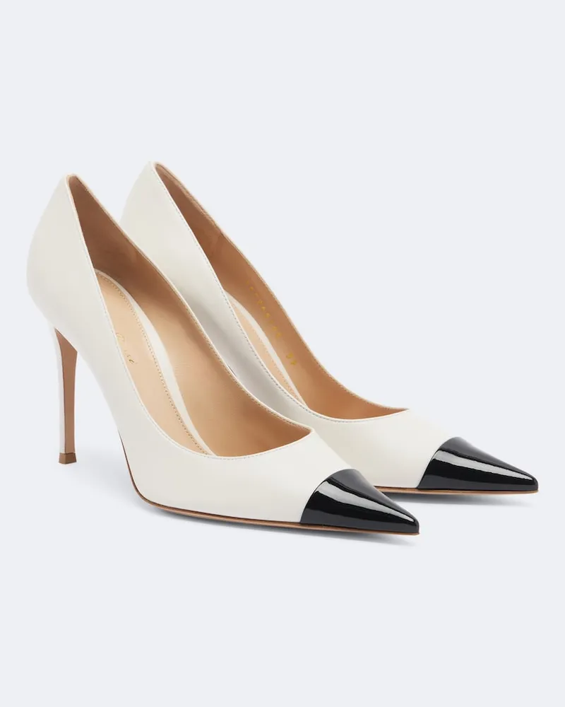Gianvito Rossi Pumps aus Leder mit Lackleder Weiß