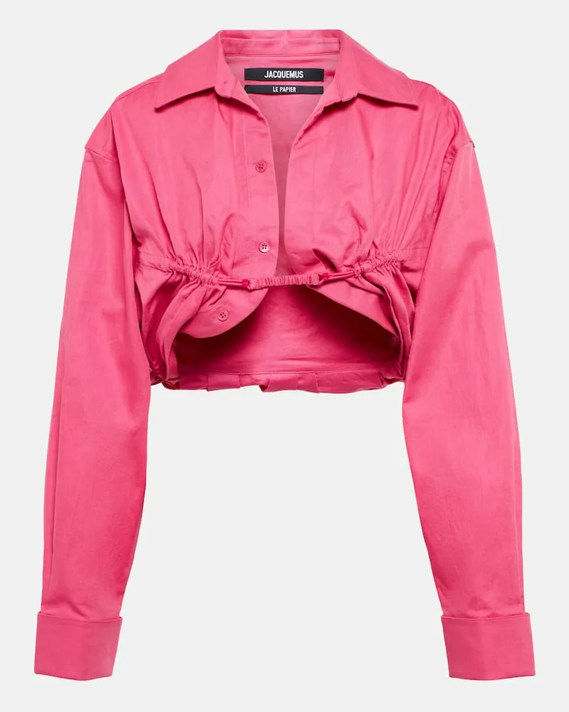 Jacquemus Cropped-Top La Chemise Machou Rosa