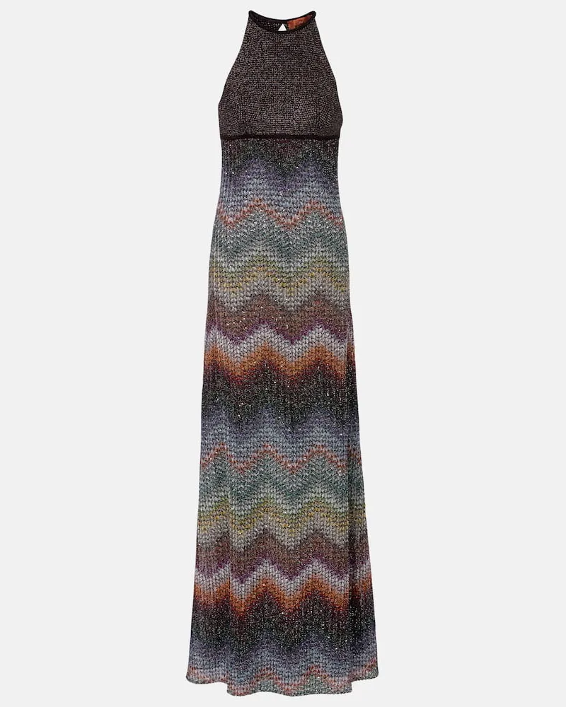 Missoni Maxikleid aus Häkelstrcik mit Pailletten Multicolor