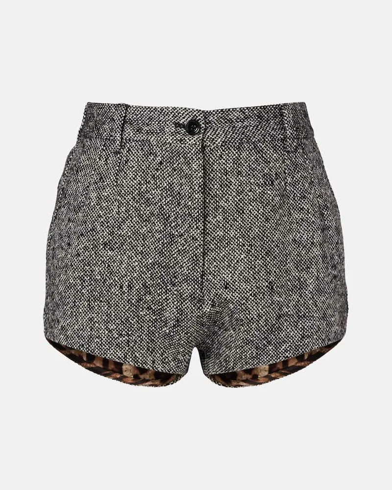 Dolce & Gabbana High-Rise Shorts aus einem Wollgemisch Grau