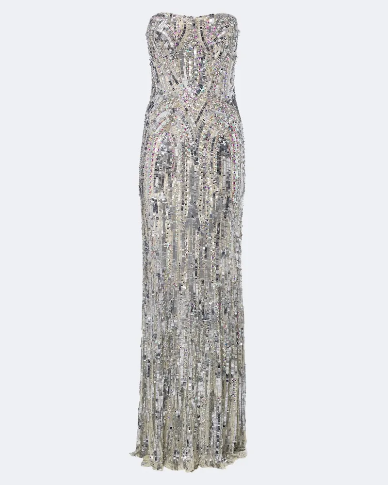 Jenny Packham Verzierte Bustier-Robe Euphoria Silber