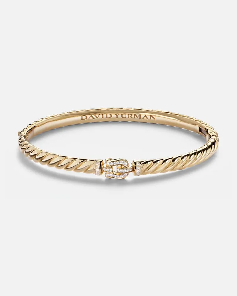 David Yurman Armreif Sculpted Cable Buckle aus 18kt Gelbgold mit Diamanten Gold
