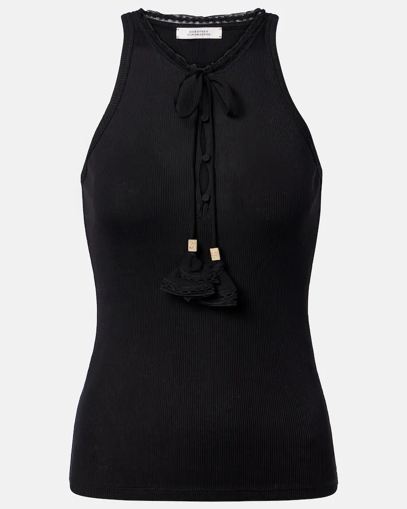 Dorothee Schumacher Top Pure Sleekness aus Rippstrick Schwarz