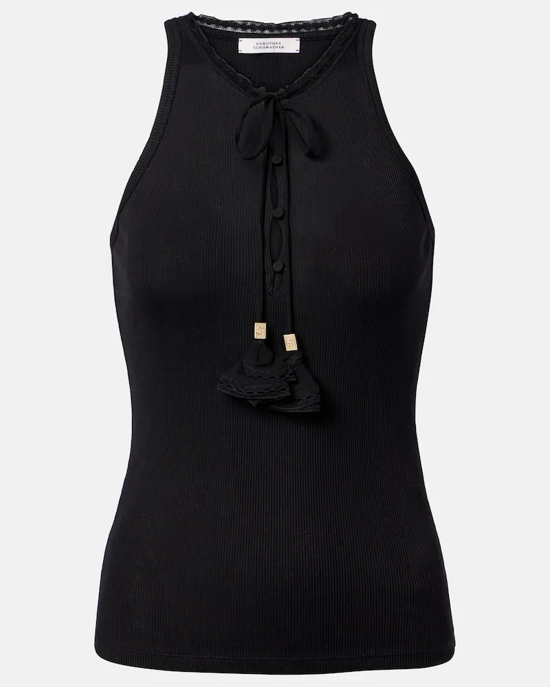 Dorothee Schumacher Top Pure Sleekness aus Rippstrick Schwarz