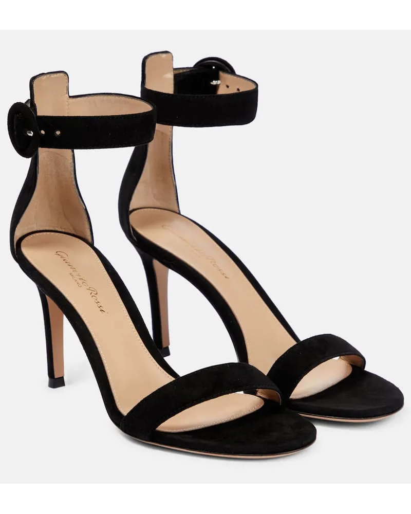 Gianvito Rossi Sandalen Portofino 85 aus Veloursleder Schwarz