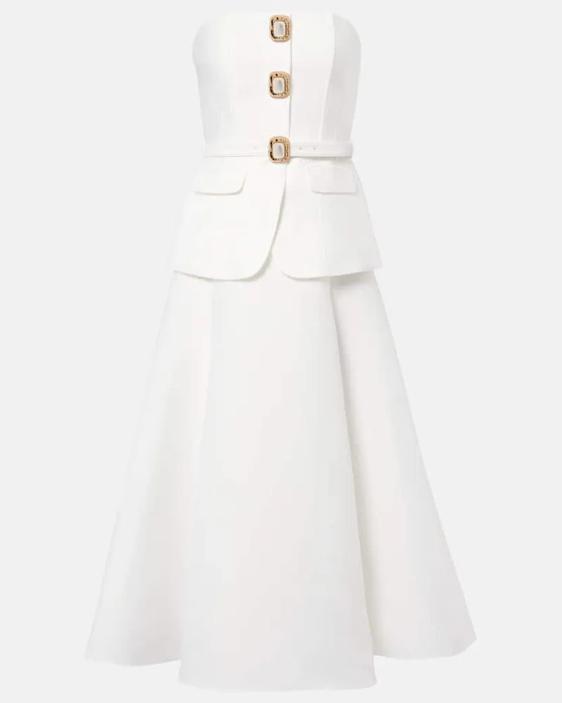 Self-Portrait Bridal Midikleid aus Taft Weiß
