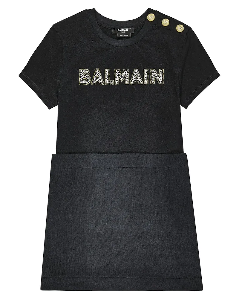 Balmain Kleid aus Baumwoll-Jersey Schwarz