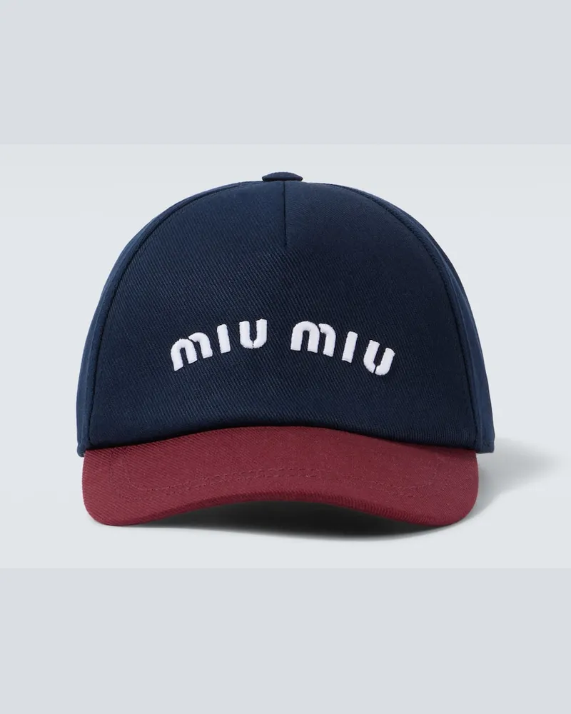 Miu Miu Baseballcap aus Baumwoll-Drill Blau