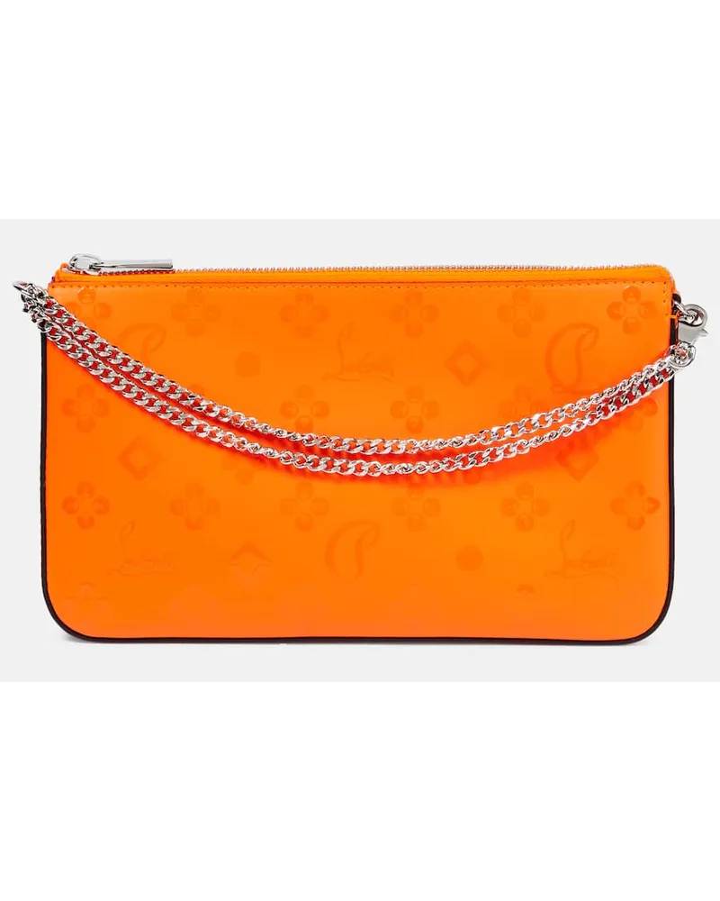 Christian Louboutin Bedruckte Clutch Loubila aus Leder Orange