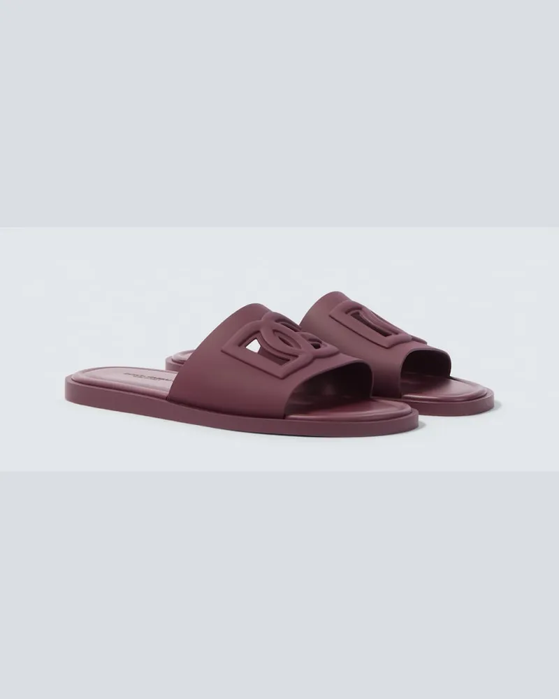 Dolce & Gabbana Pantoletten DG Burgunderrot