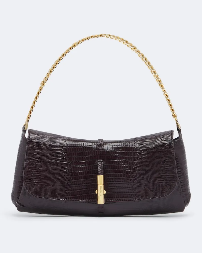 Balmain Schultertasche Metropolis aus Leder Burgunderrot