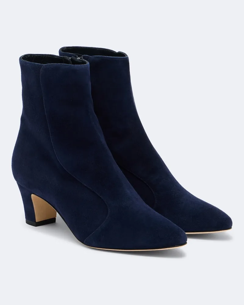 Manolo Blahnik Ankle Boots Myconia aus Veloursleder Blau