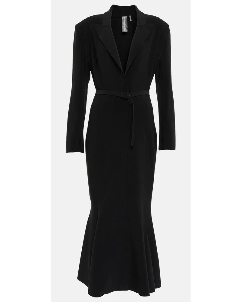 Norma Kamali Midikleid aus Jersey Schwarz