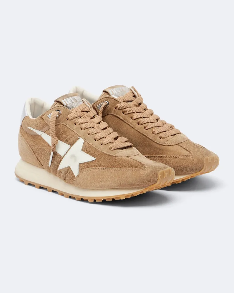Golden Goose Sneakers Running Marathon aus Veloursleder Beige