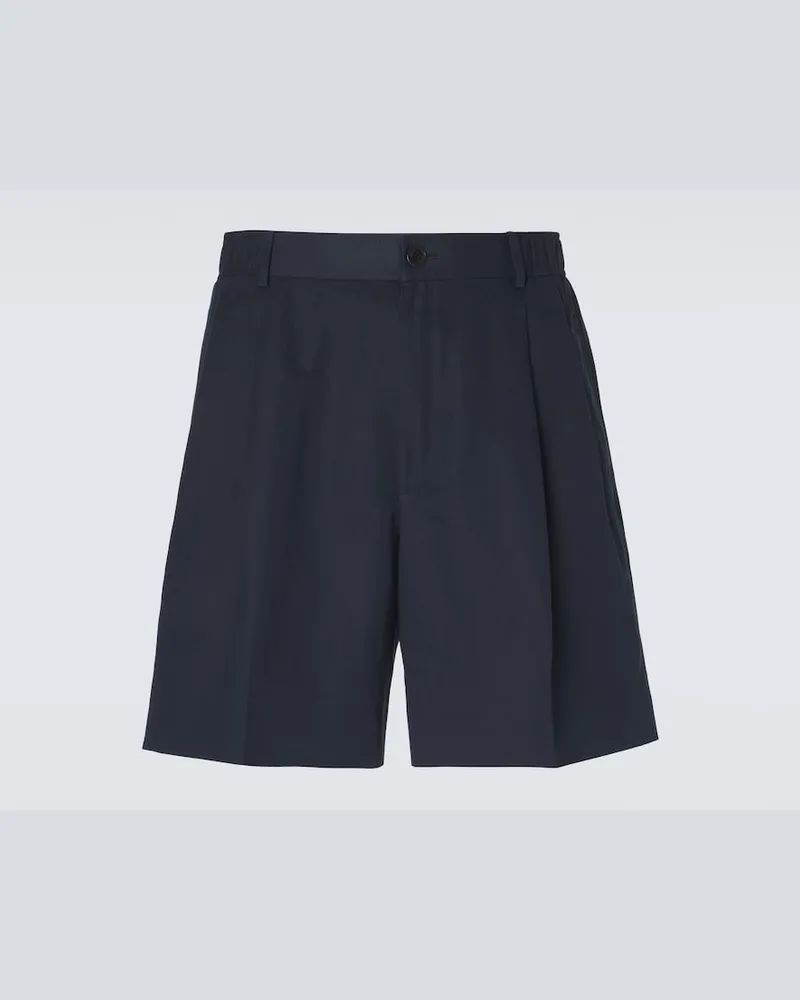 Brioni Shorts aus Leinen und Baumwolle Blau