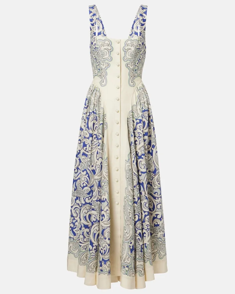 ALEMAIS Alémais Midikleid aus einem Leinengemisch Weiß