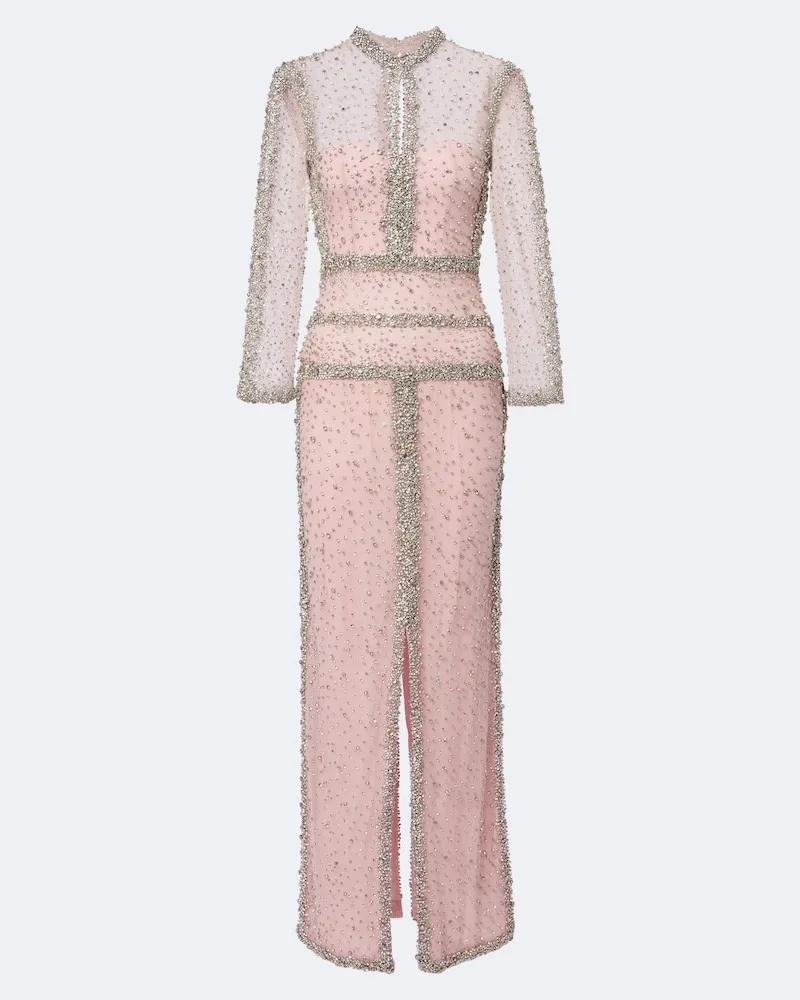 COSTARELLOS Robe Belina aus Tüll mit Kristallen Rosa