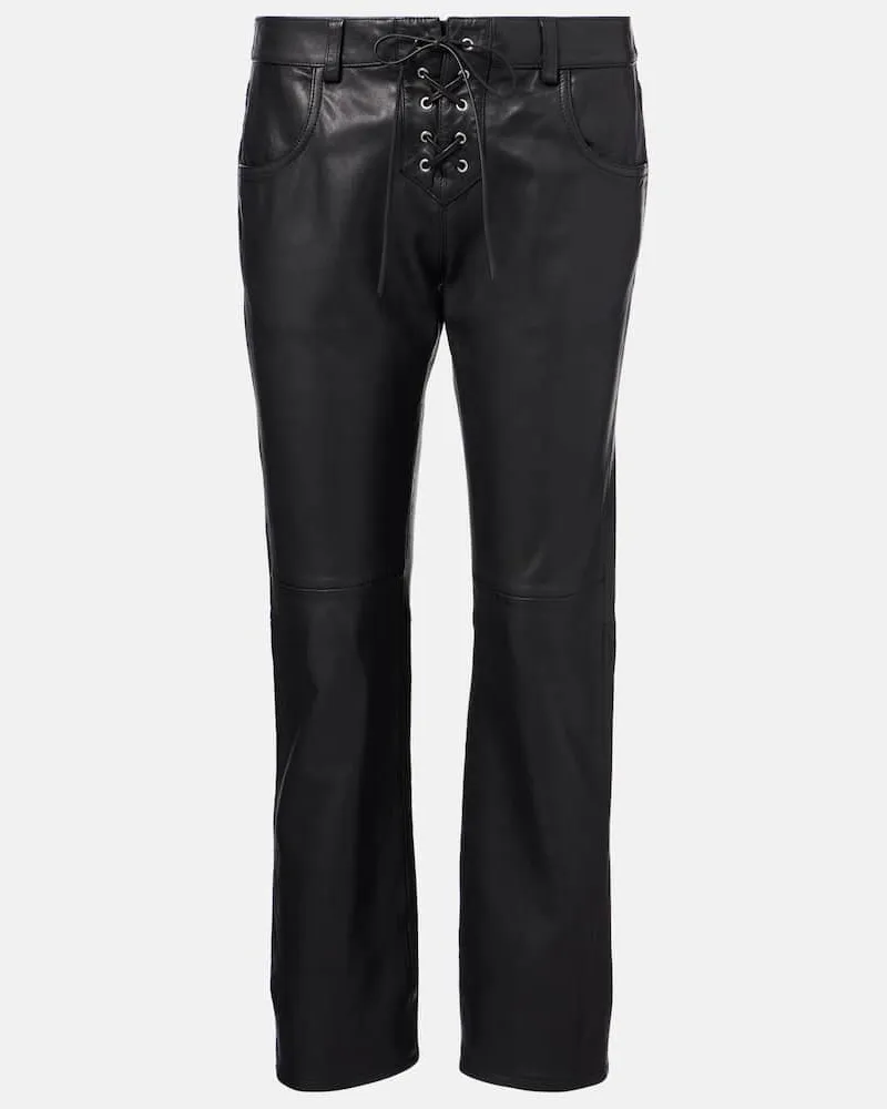 Isabel Marant Gerade Mid-Rise-Hose Vanel aus Leder Schwarz