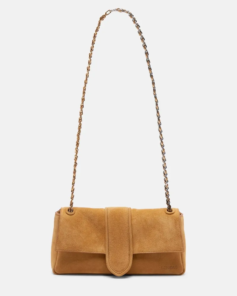 Jacquemus Schultertasche Bambino Chaîne aus Veloursleder Beige