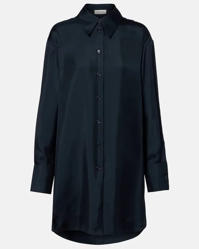 Róhe Róhe Oversize-Hemd aus Seidensatin Blau