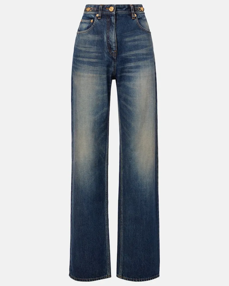 Versace Wide-Leg High-Rise Jeans Blau