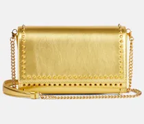 Verzierte Clutch Paloma aus Metallic-Leder