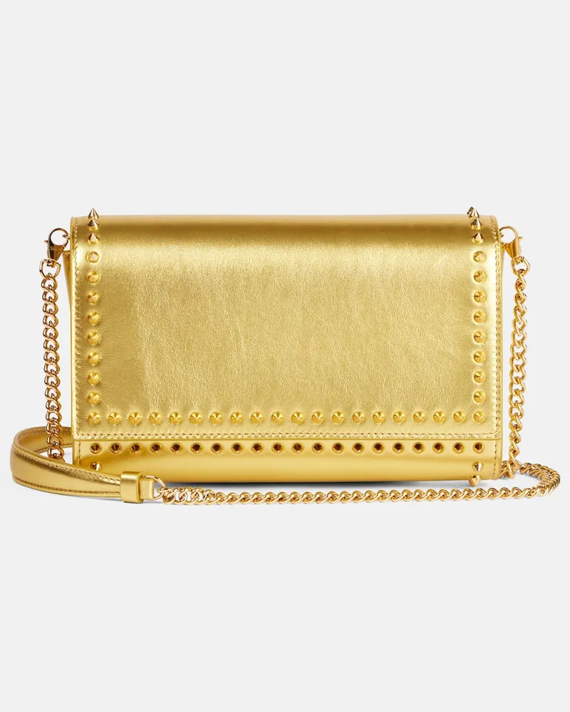 Christian Louboutin Verzierte Clutch Paloma aus Metallic-Leder Gold
