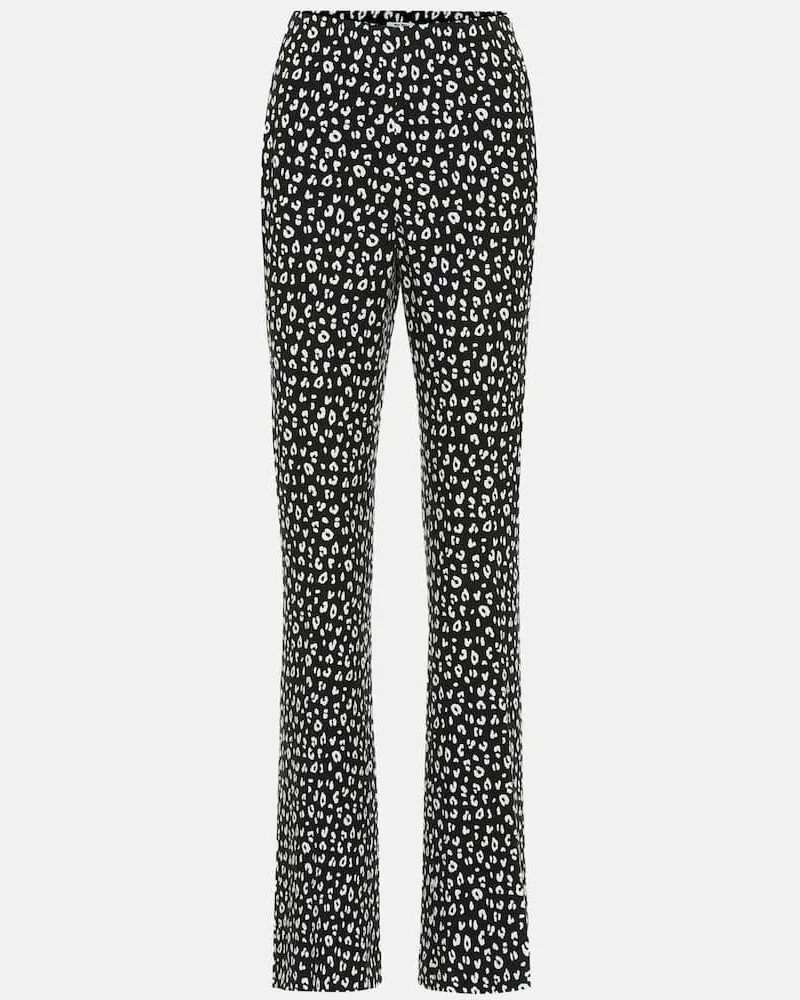 Miu Miu Bedruckte Hose aus Jersey Schwarz