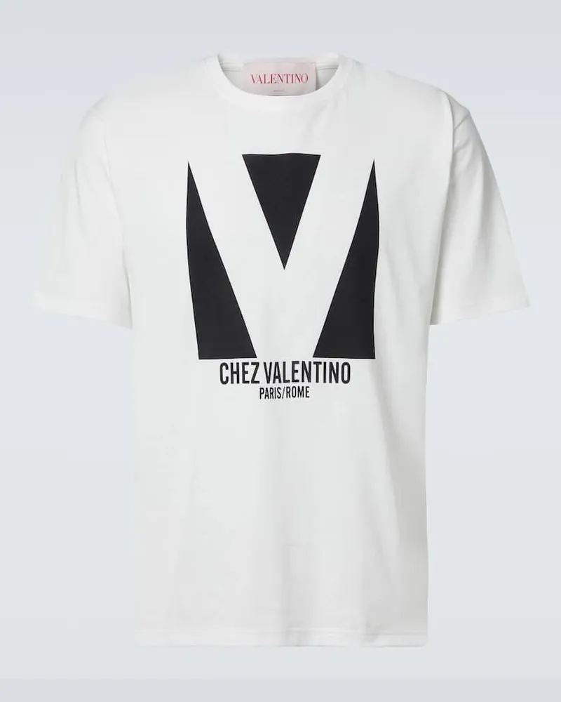 Valentino Garavani T-Shirt Chez Valentino aus Baumwoll-Jersey Weiß