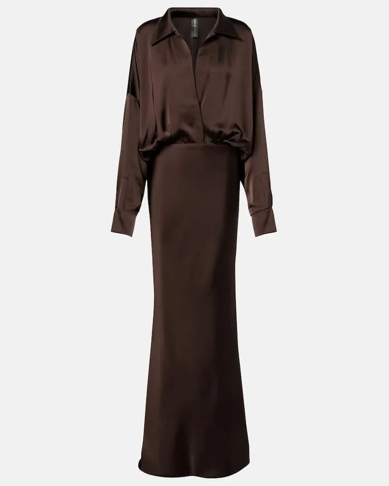 Norma Kamali Robe aus Satin Braun