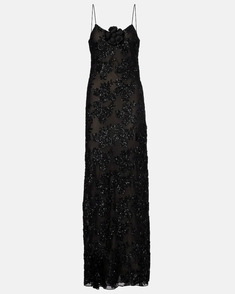 Rodarte Robe mit Pailletten Schwarz