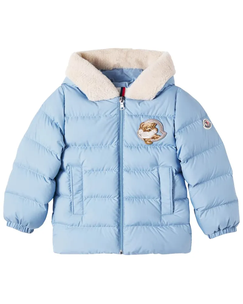 Moncler Baby Daunenjacke mit Teddyfleece Blau