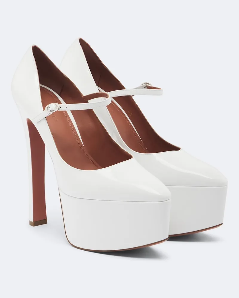 Amina Muaddi Mary-Jane-Pumps Cynthia aus Leder Weiß