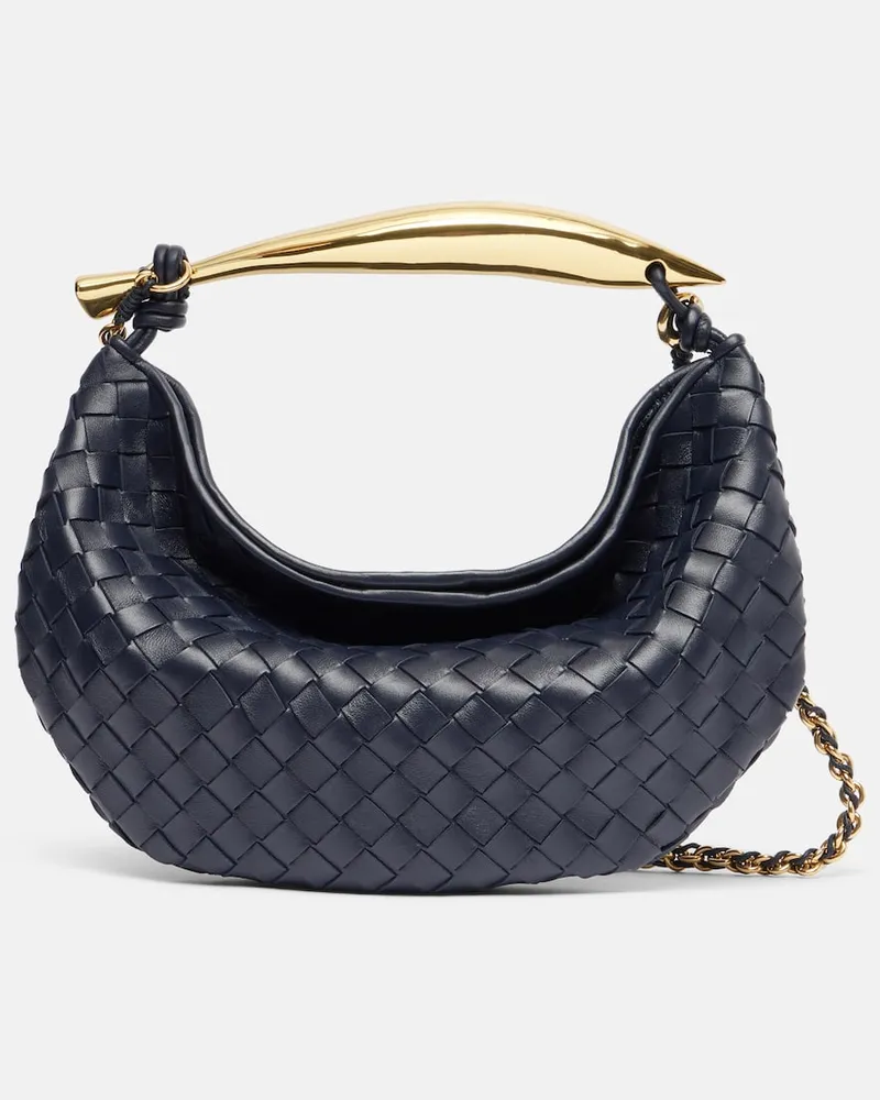 Bottega Veneta Tote Bag Sardine Chain aus Leder Blau