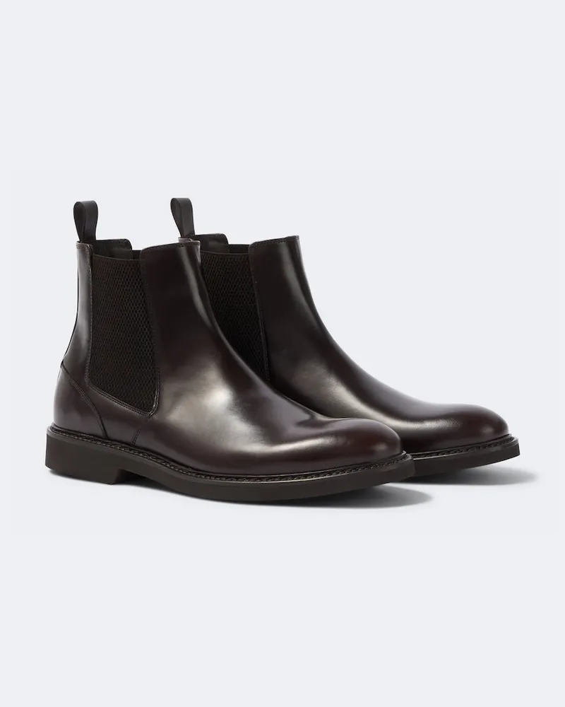 Canali Chelsea Boots aus Leder Braun