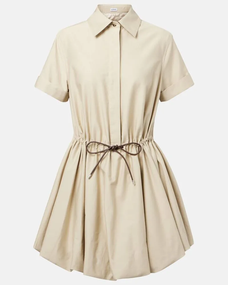 Loewe Hemdblusenkleid aus Gabardine Beige