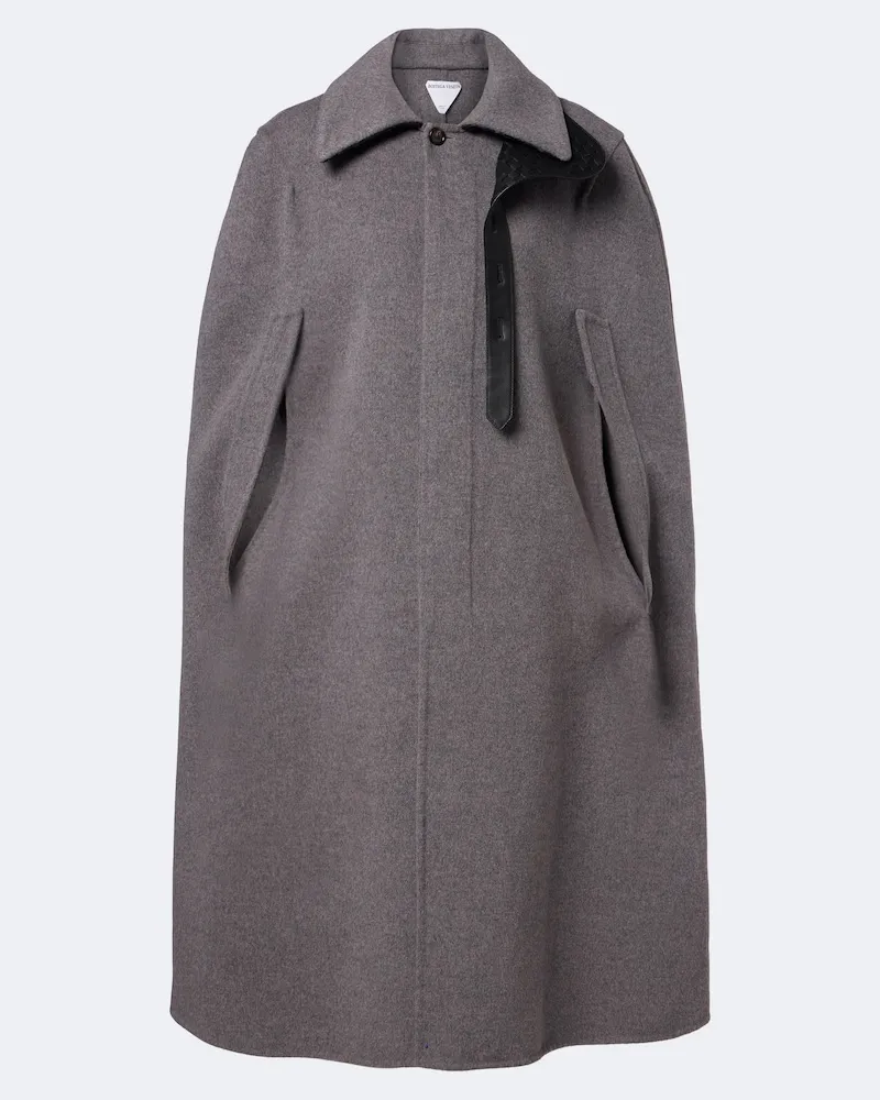 Bottega Veneta Cape Intrecciato aus Wolle und Kaschmir Grau