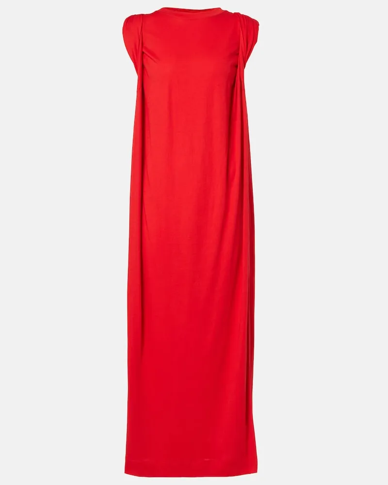 Dries van Noten Midikleid aus Baumwoll-Jersey Rot
