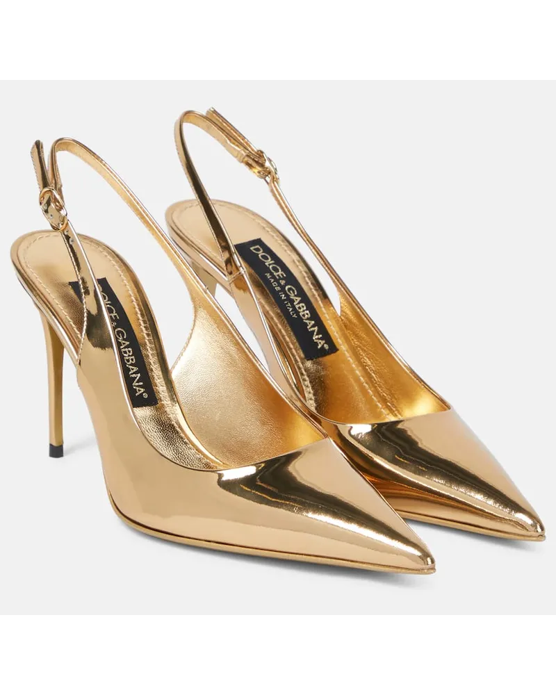 Dolce & Gabbana X Kim Slingback-Pumps Lollo aus Metallic-Leder Gold