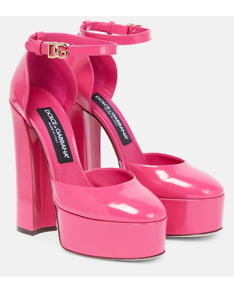 Dolce & Gabbana Plateausandalen aus Leder Pink