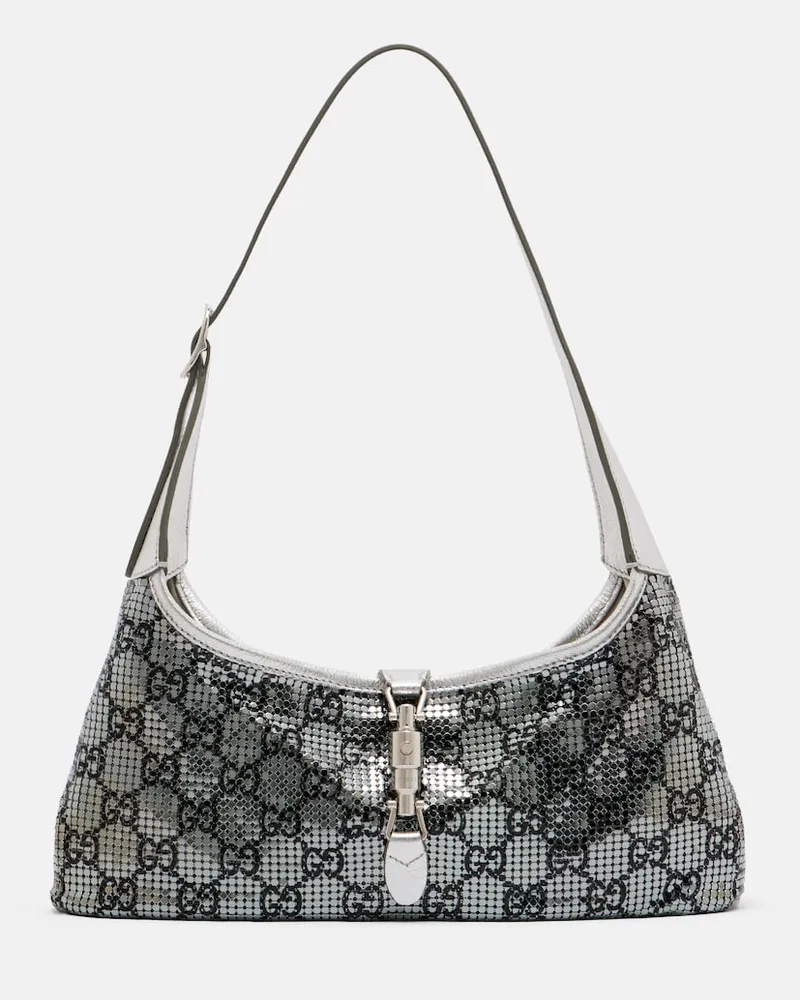 Gucci Schultertasche Jackie Slim GG aus Mesh Silber