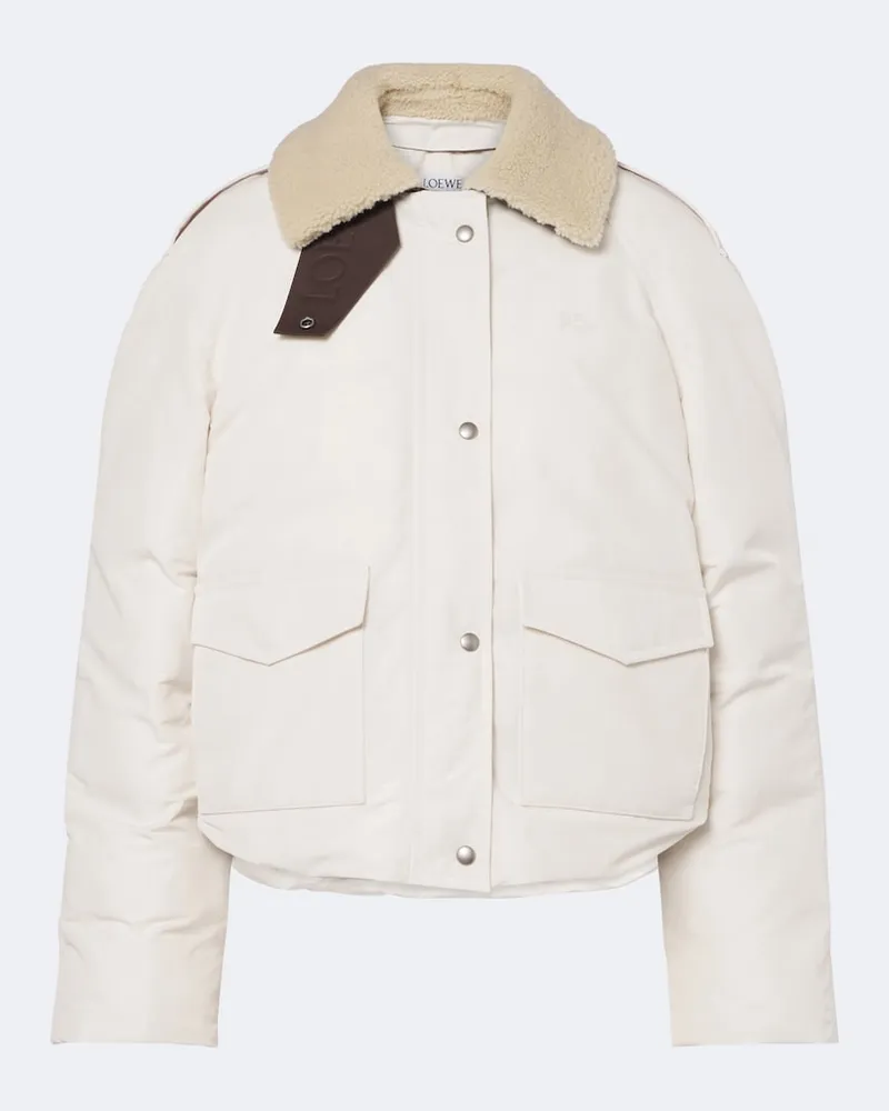 Loewe Blouson aus einem Baumwollgemisch mit Shearling Weiß