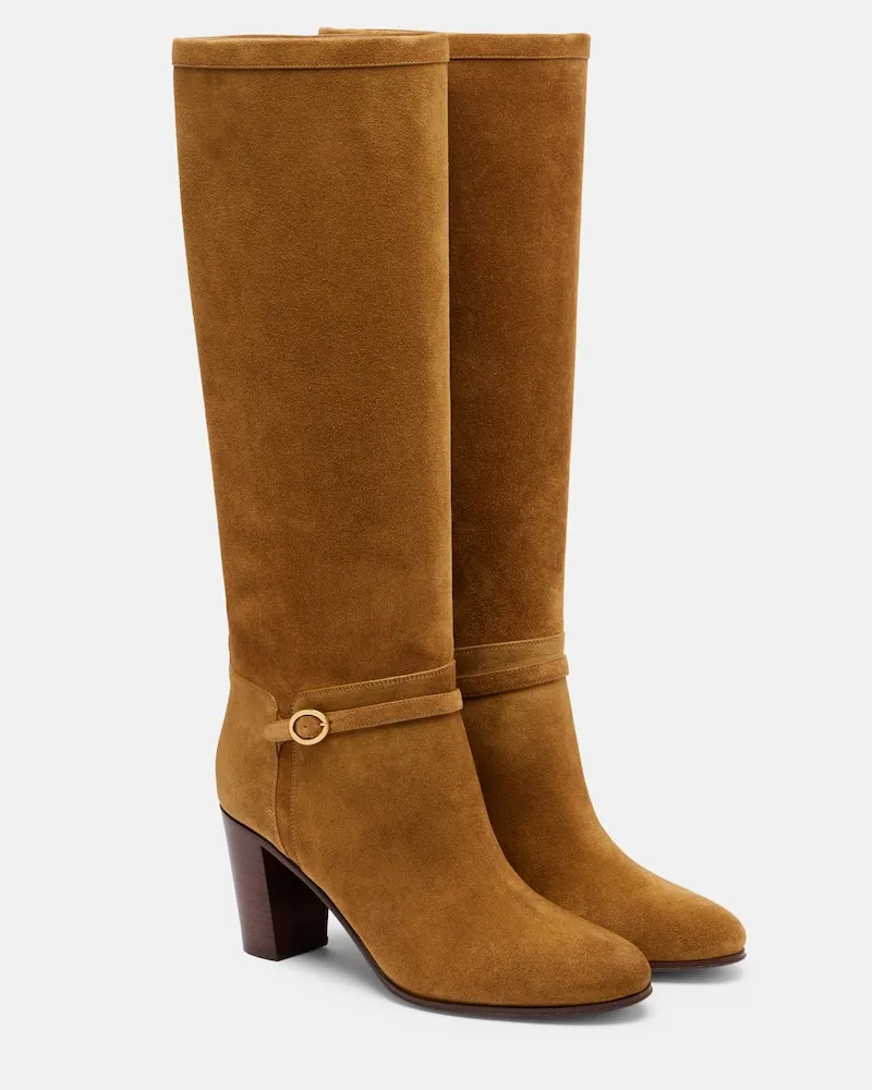 Valentino Garavani Stiefel Pattie 75 aus Veloursleder Beige